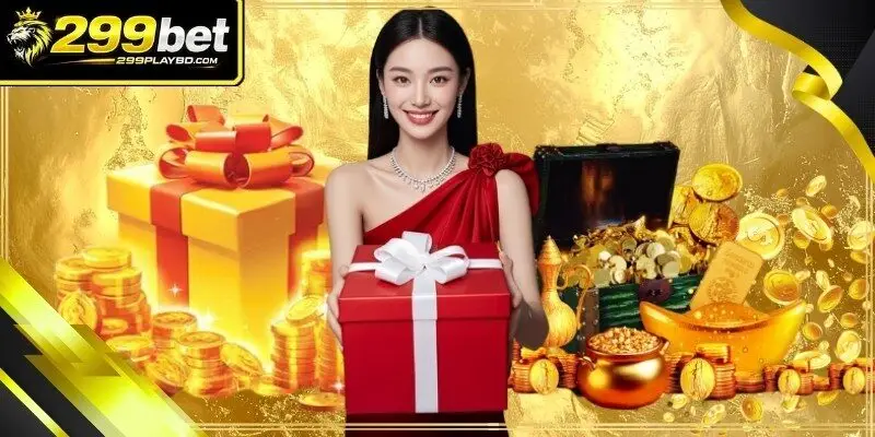 A golden gift box opening to reveal digital coins