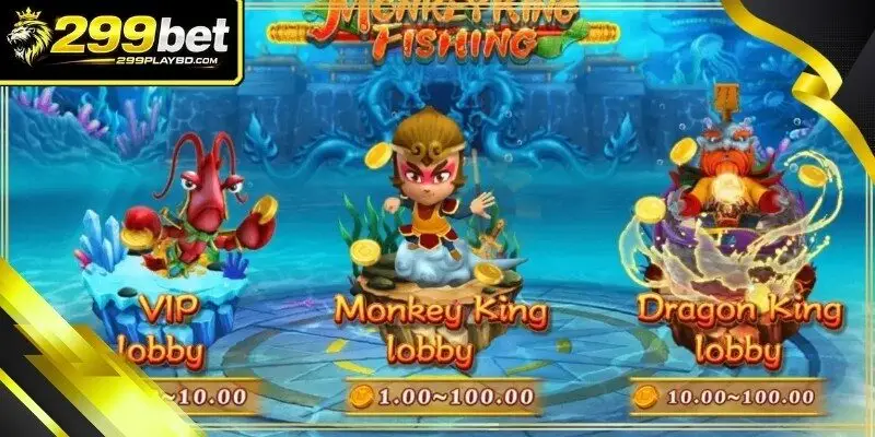 A vibrant underwater scene featuring the legendary Monkey King character