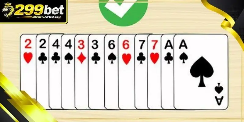 A close-up view of a royal flush on a card game table
